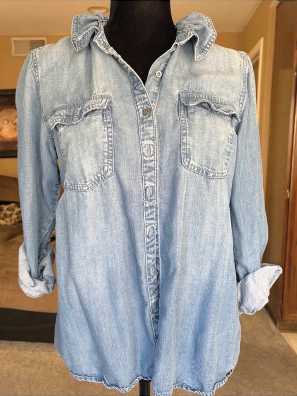 Reworked Buffalo Blue Denim Shirt - Womens size Medium